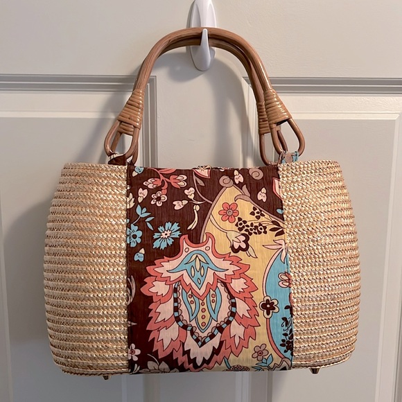 Ann Taylor Handbags - Ann Taylor Loft Woven Handbag with Bamboo Handles